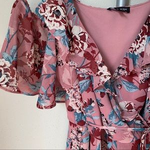 Floral high low wrap dress